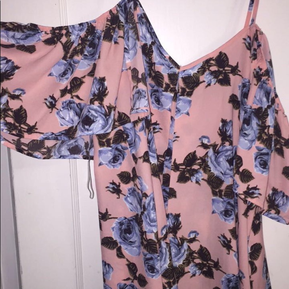 Pink and blue floral top